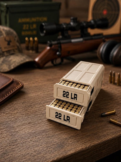 22LR Ammo Box – 210 Round Capacity – Stackable Sliding Ammunition Storage Case