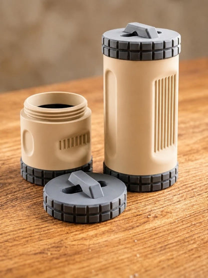 Rugged Storage Container, Tactical Screw Top Utility Capsule, EDC Gear Container with Lanyard Hole. Gift for outdoor hunter dad