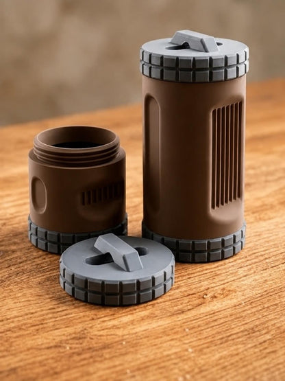 Rugged Storage Container, Tactical Screw Top Utility Capsule, EDC Gear Container with Lanyard Hole. Gift for outdoor hunter dad