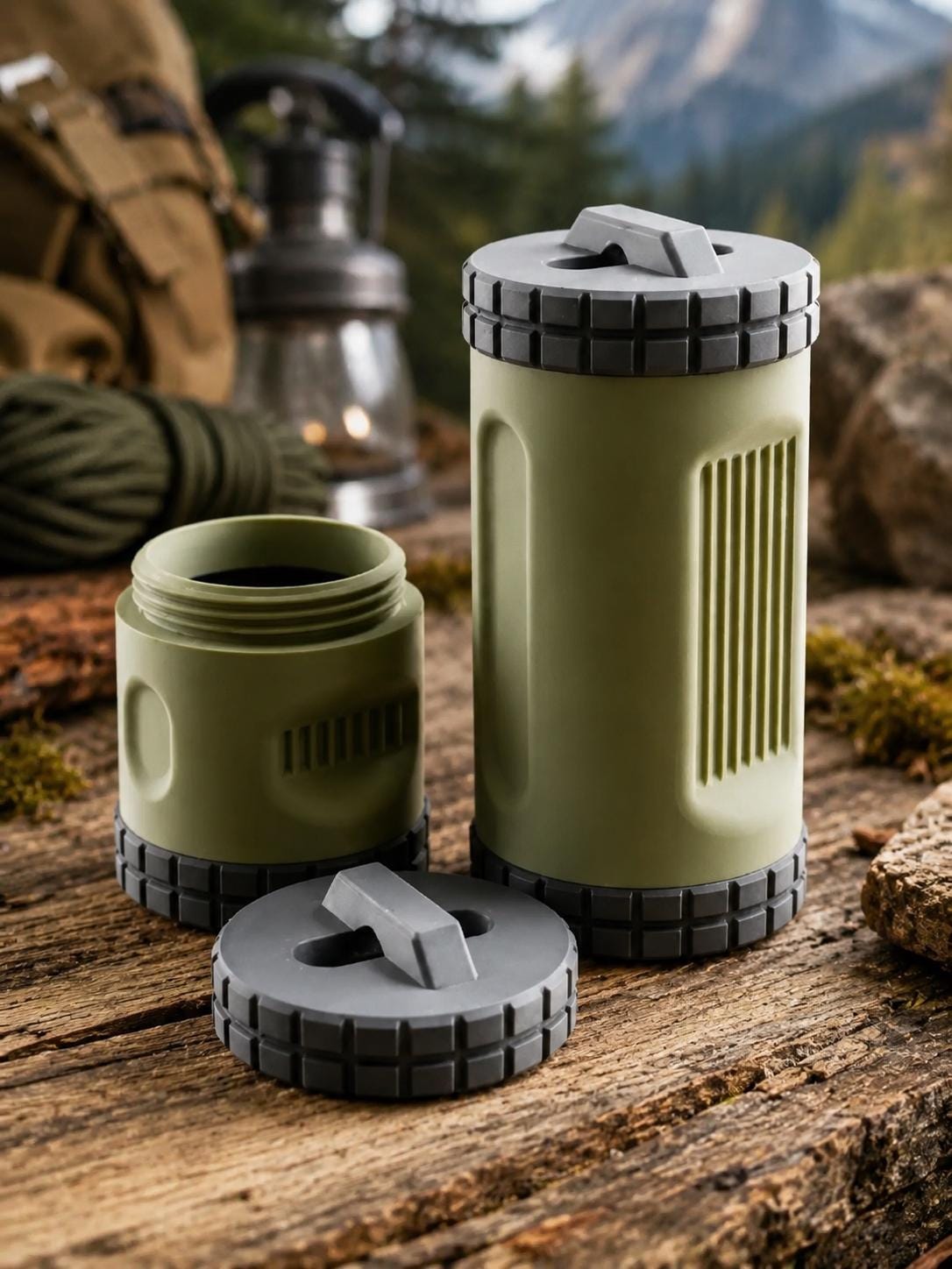 Rugged Storage Container, Tactical Screw Top Utility Capsule, EDC Gear Container with Lanyard Hole. Gift for outdoor hunter dad