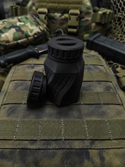 Rugged Twisted Storage Container, Tactical Screw Top Utility Capsule, EDC Gear Container with Lanyard Hole. Gift for outdoor hunter dad