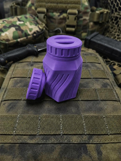 Rugged Twisted Storage Container, Tactical Screw Top Utility Capsule, EDC Gear Container with Lanyard Hole. Gift for outdoor hunter dad