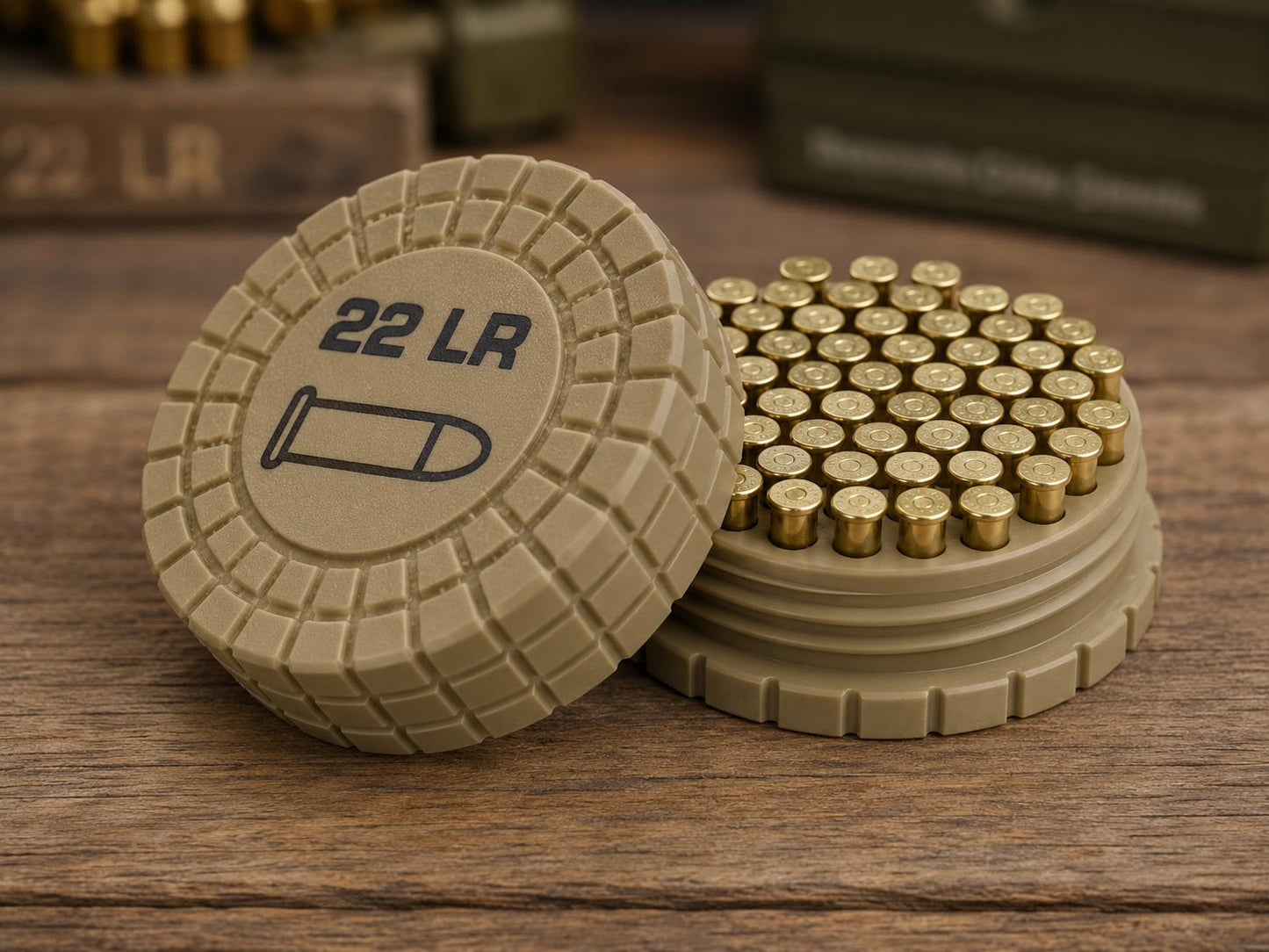 22LR Pocket Ammo Box – 55 Round Capacity – Compact Stackable Sliding Ammunition Storage Case