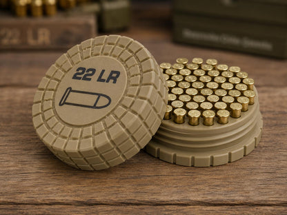 22LR Pocket Ammo Box – 55 Round Capacity – Compact Stackable Sliding Ammunition Storage Case