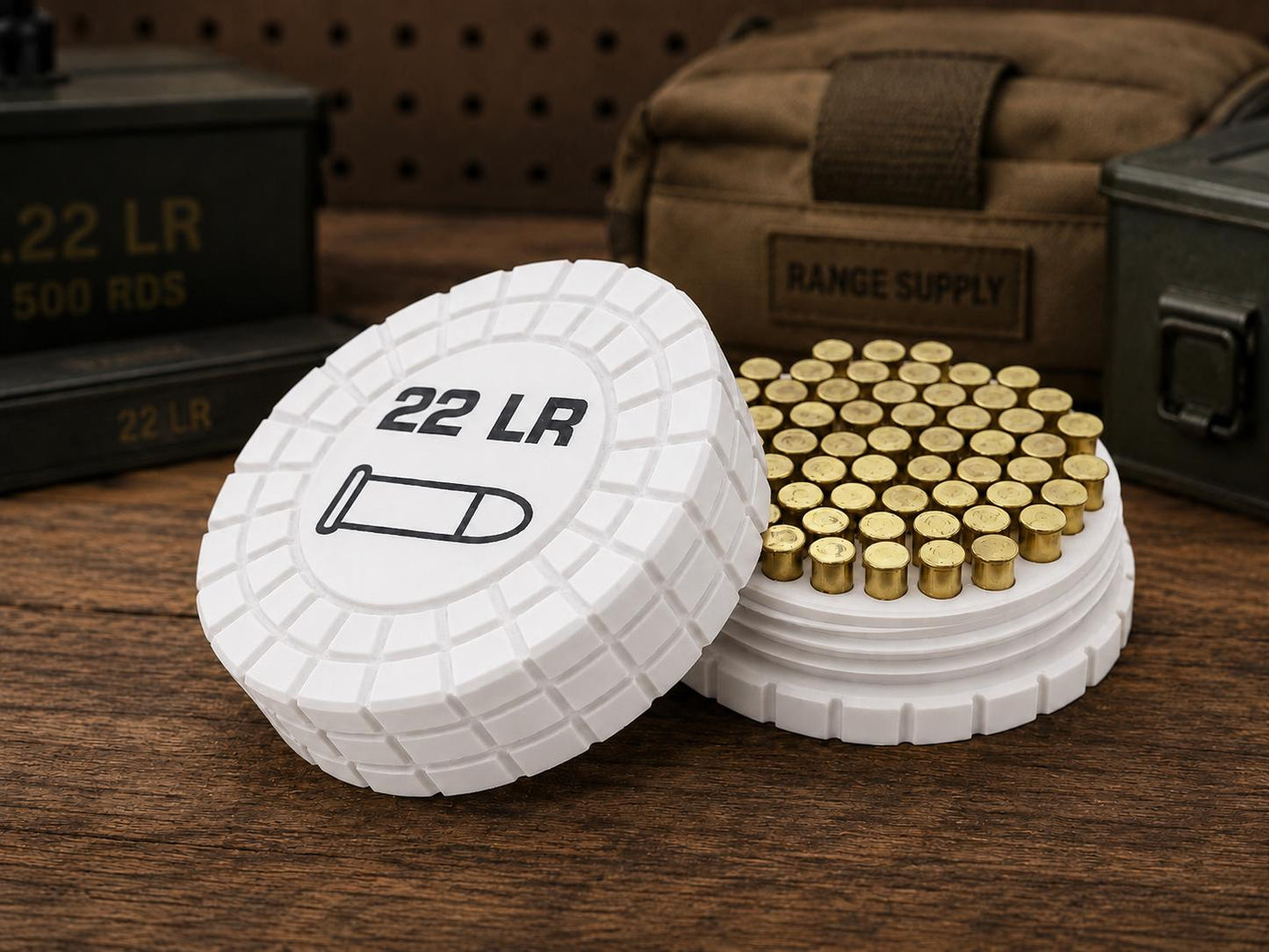 22LR Pocket Ammo Box – 55 Round Capacity – Compact Stackable Sliding Ammunition Storage Case