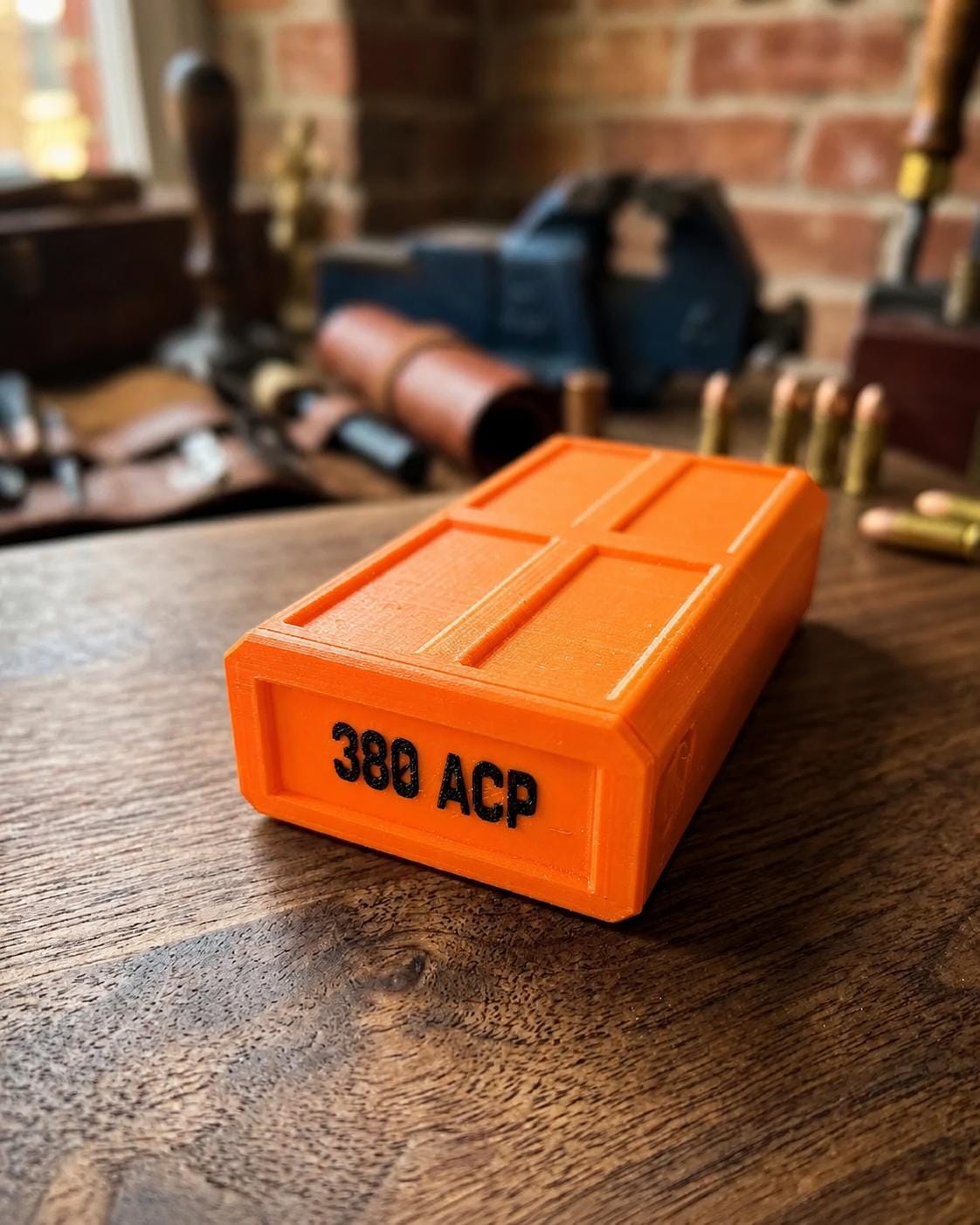380 ACP Ammo Storage Box – 50 Round Stackable Case with Sliding Tray
