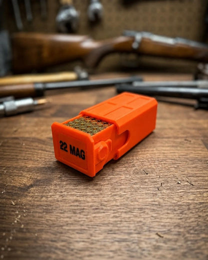 22 Magnum Ammo Box – 50 Round Stackable Storage Case with Sliding Drawer, Dual Latches.