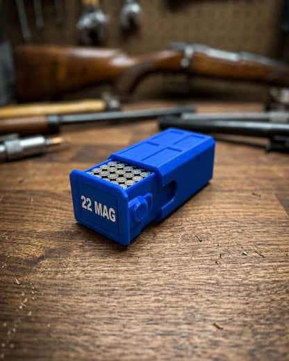 22 Magnum Ammo Box – 50 Round Stackable Storage Case with Sliding Drawer, Dual Latches.