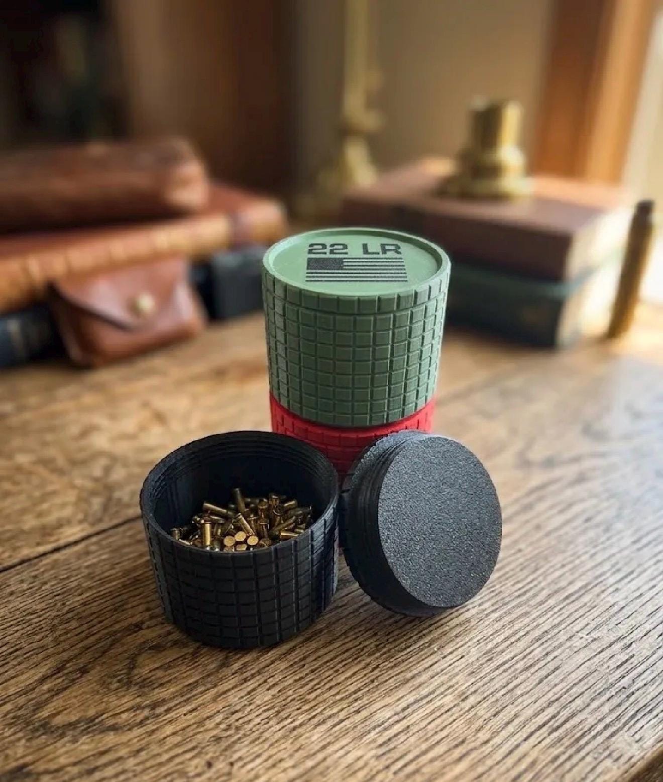22 LR Ammo Cylinder – 325 Round Empty Storage Container, 3D Printed Screw-Top Ammo Organizer, Range Box for 22 LR Ammunition