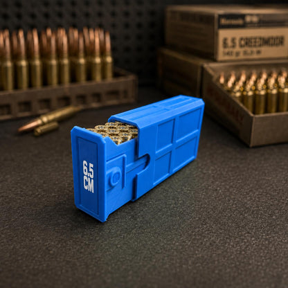 6.5 Creedmoor Ammo Box, 20 Round 6.5 CM Ammunition Storage Case, Custom, Sliding Tray Stackable Range Box