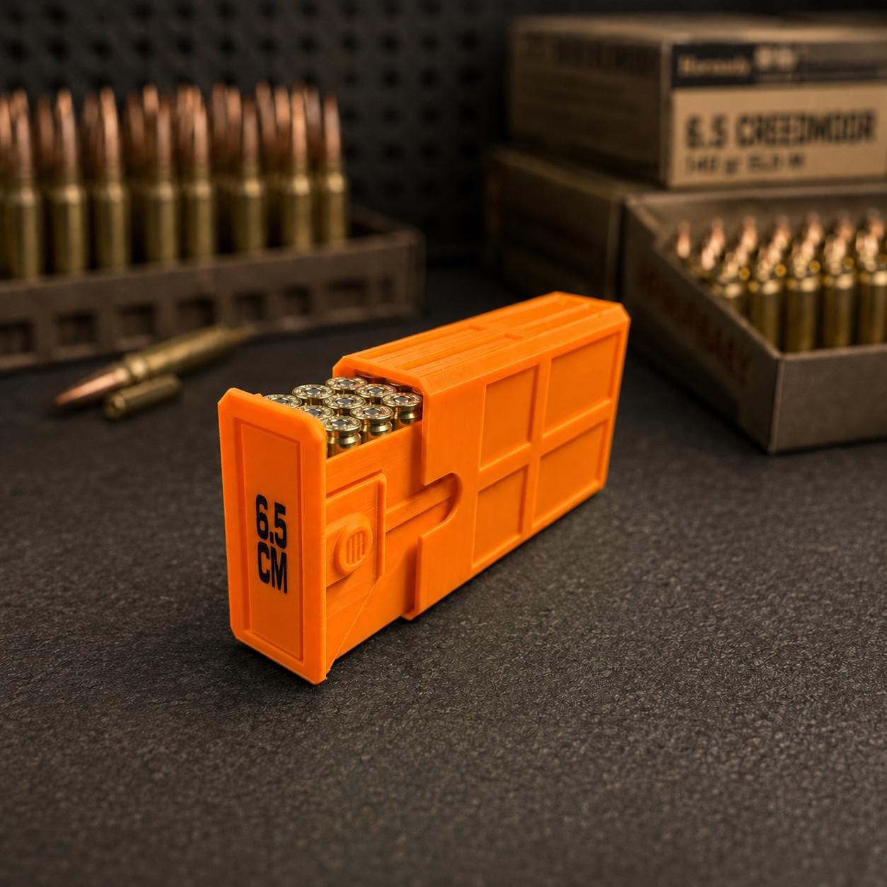 6.5 Creedmoor Ammo Box, 20 Round 6.5 CM Ammunition Storage Case, Custom, Sliding Tray Stackable Range Box