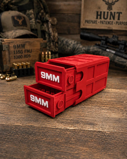 9MM Ammo Storage Box – 100 Round Stackable Case, Dual-Latch Organizer
