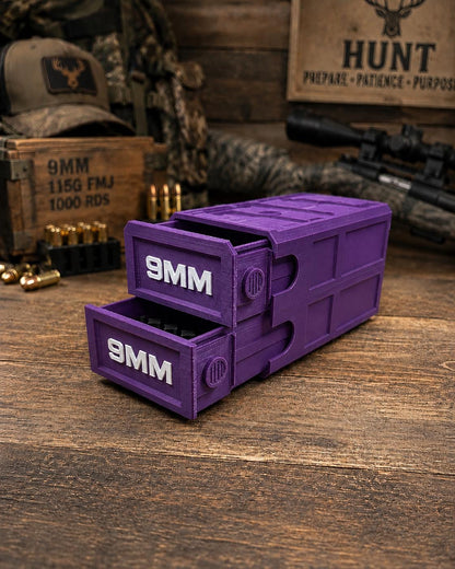 9MM Ammo Storage Box – 100 Round Stackable Case, Dual-Latch Organizer
